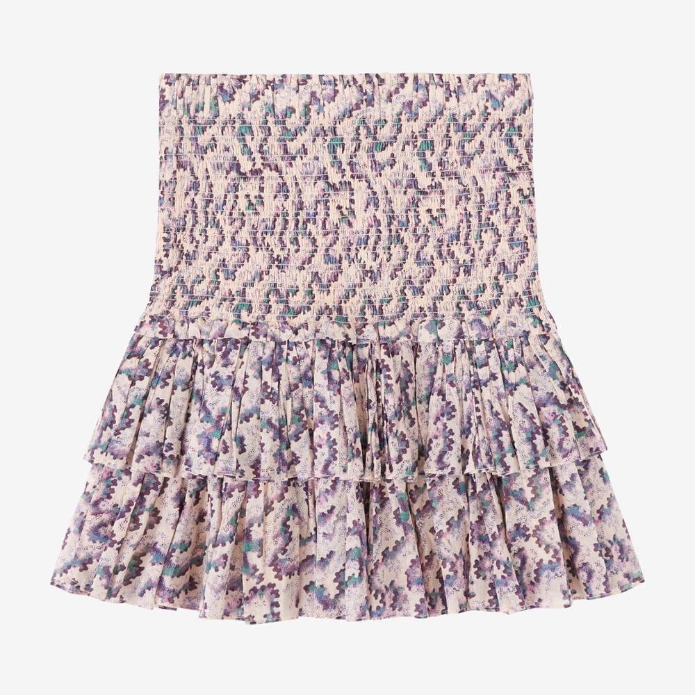 NWT Isabel Marant - Naomi Smocked Printed Miniskirt - Ecru